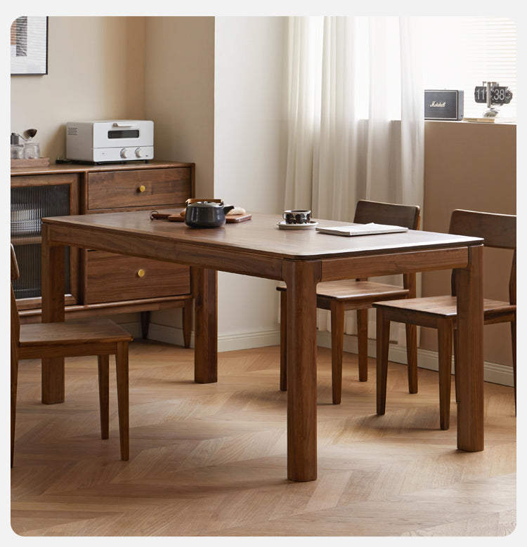 Black Walnut, Ash, Red Oak, Sandalwood Solid Wood Large Dining Table