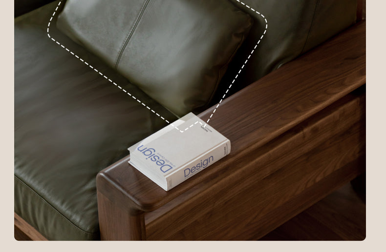 Black Walnut Solid Wood Modern Straight Sofa.