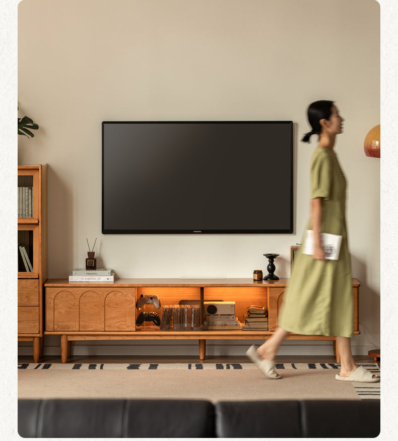 Cherry, Poplar Solid Wood French Retro Style TV Cabinet.