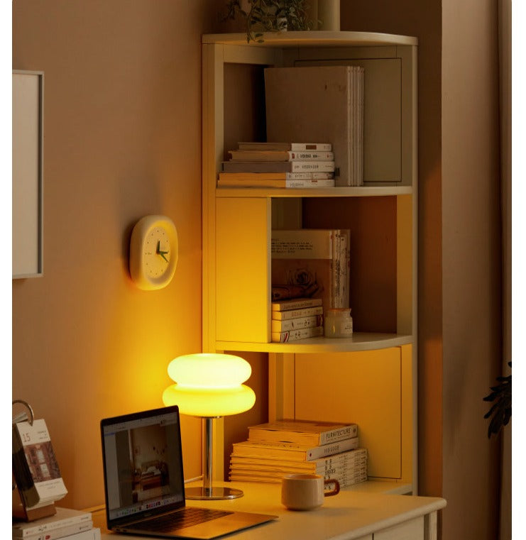 Tulipwood Solid Wood Corner Bookshelf, Floor-standing Storage Rack Cream Style