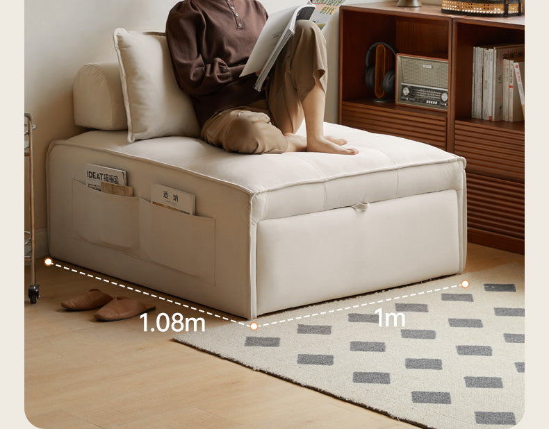 Fabric Cream Style Single Retractable Bed.