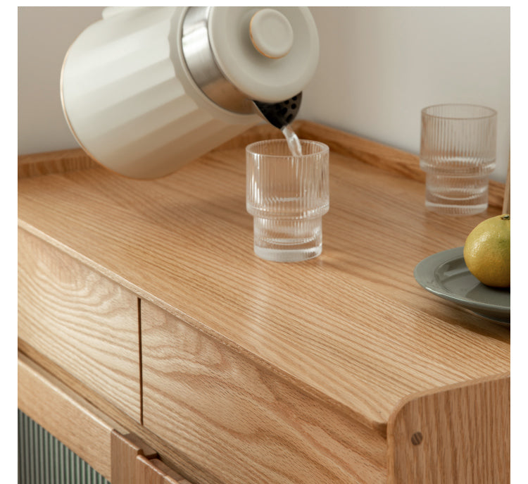 Oak Solid Wood, Solid RubberWood Nordic Modern Sideboard