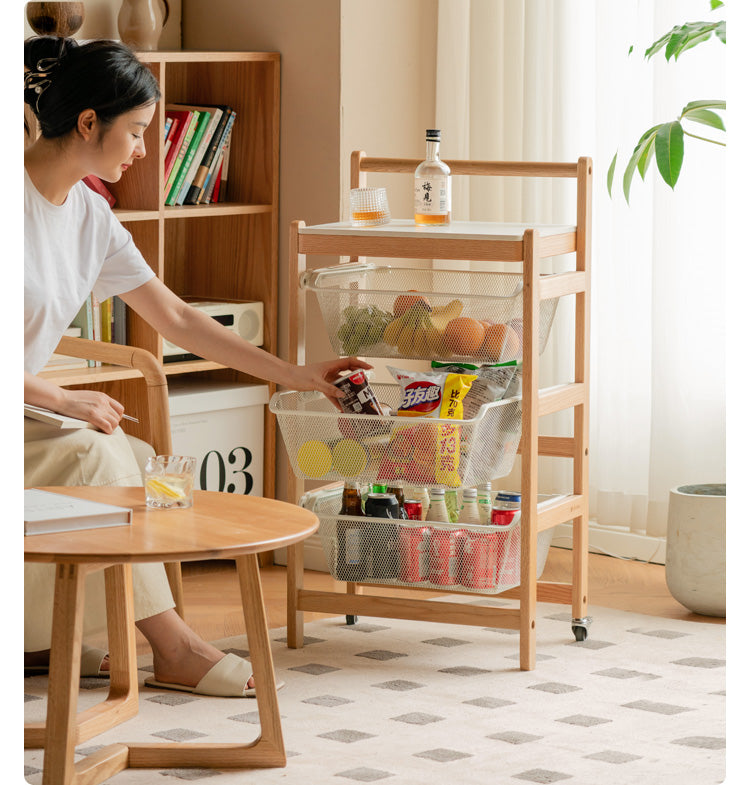 Oak, Beech Solid Wood Mobile Slate Trolley Storage