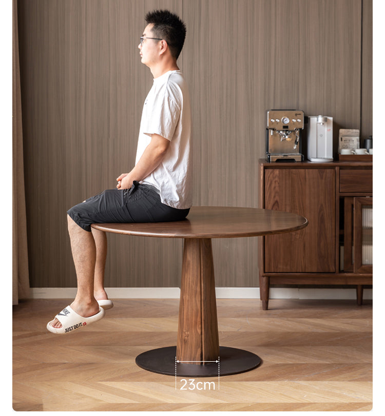 Sandalwood, Black Walnut Solid Wood Round Dining Table