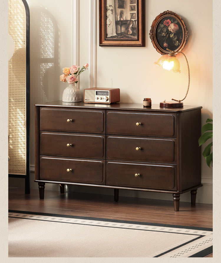 Poplar Solid Wood American Retro Style Chest of Drawers.