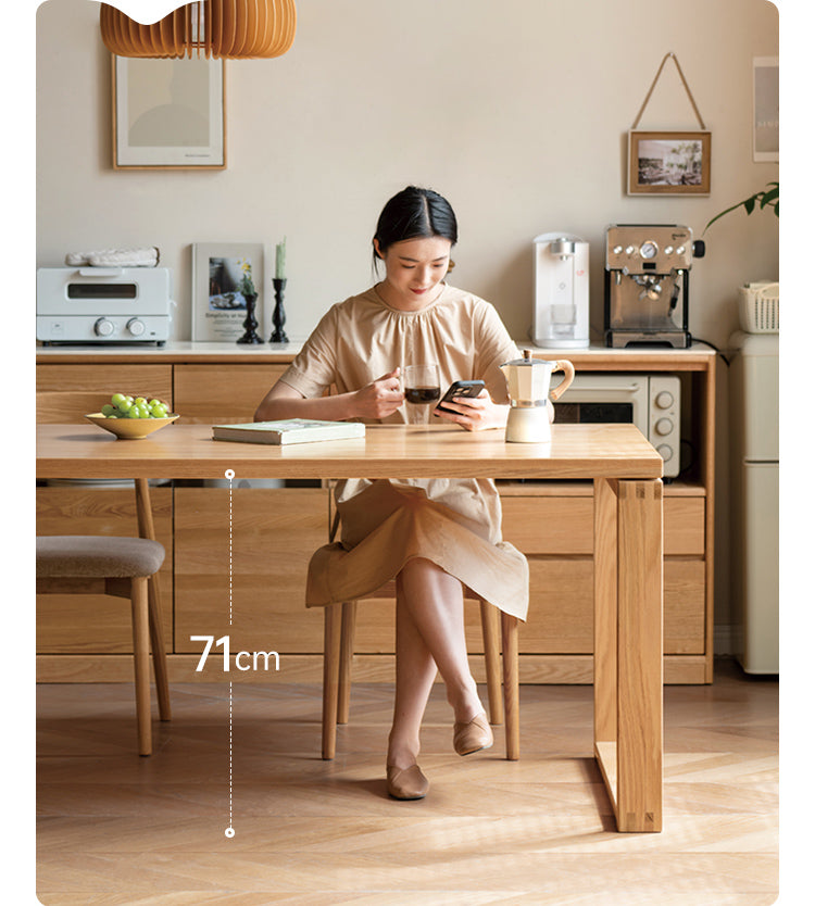 Beech, Oak Solid Wood Large Dining Table