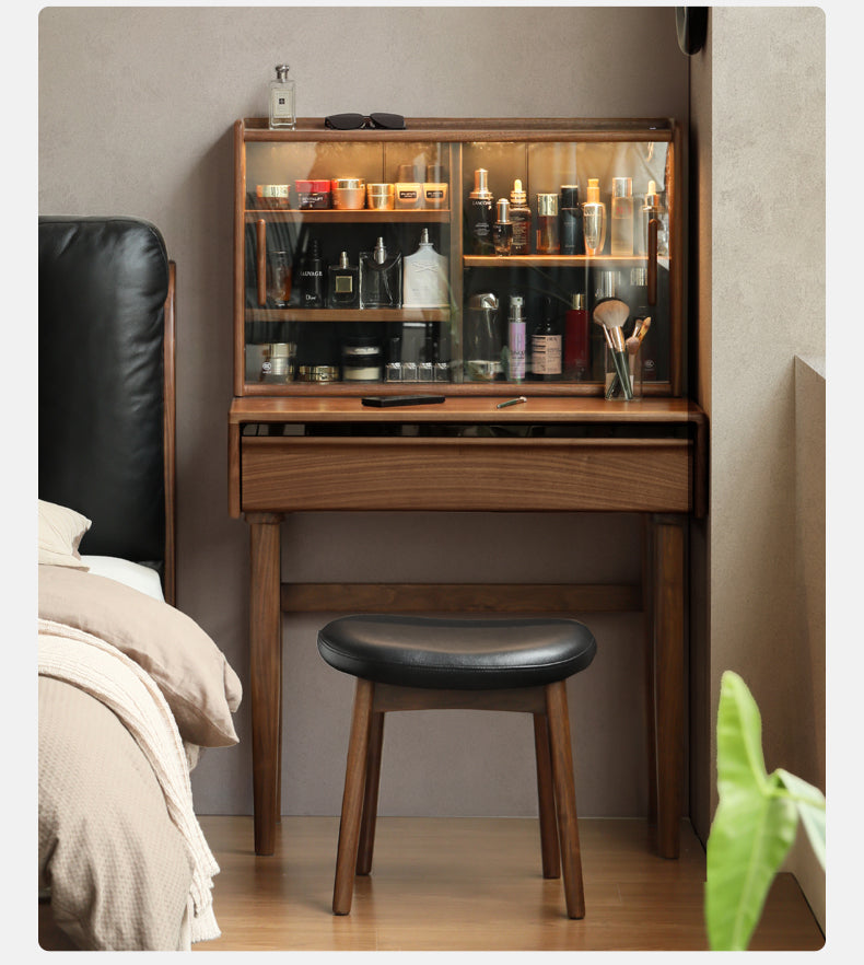 Black Walnut Solid Wood Light Luxury Dressing Table.