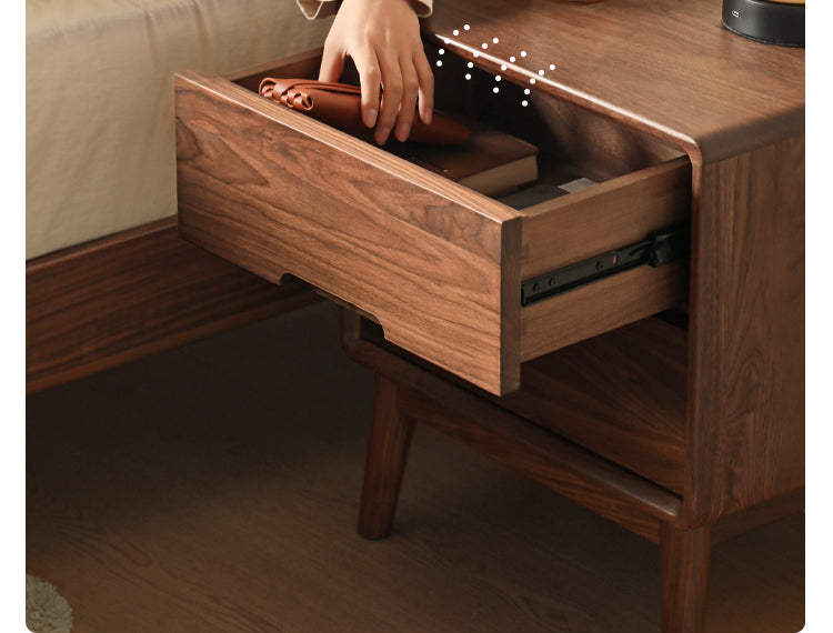 Solid Longan Hardwood, Black Walnut, Sandalwood Solid Wood Nightstand Storage.