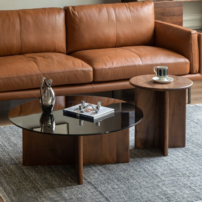 Black Walnut Combination Round Coffee Table