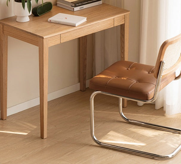 Solid Rubberwood, Oak Solid Wood Small Desk