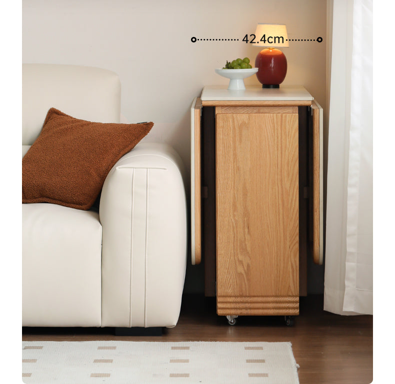 Solid Rubberwood, Oak Solid Wood Modern Rock Slab Folding Dining Table