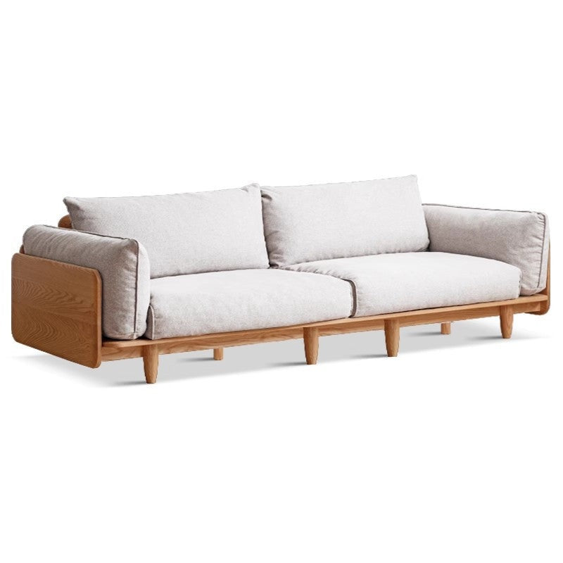 Cherry Wood Sofa Genuine Leather, Fabric-