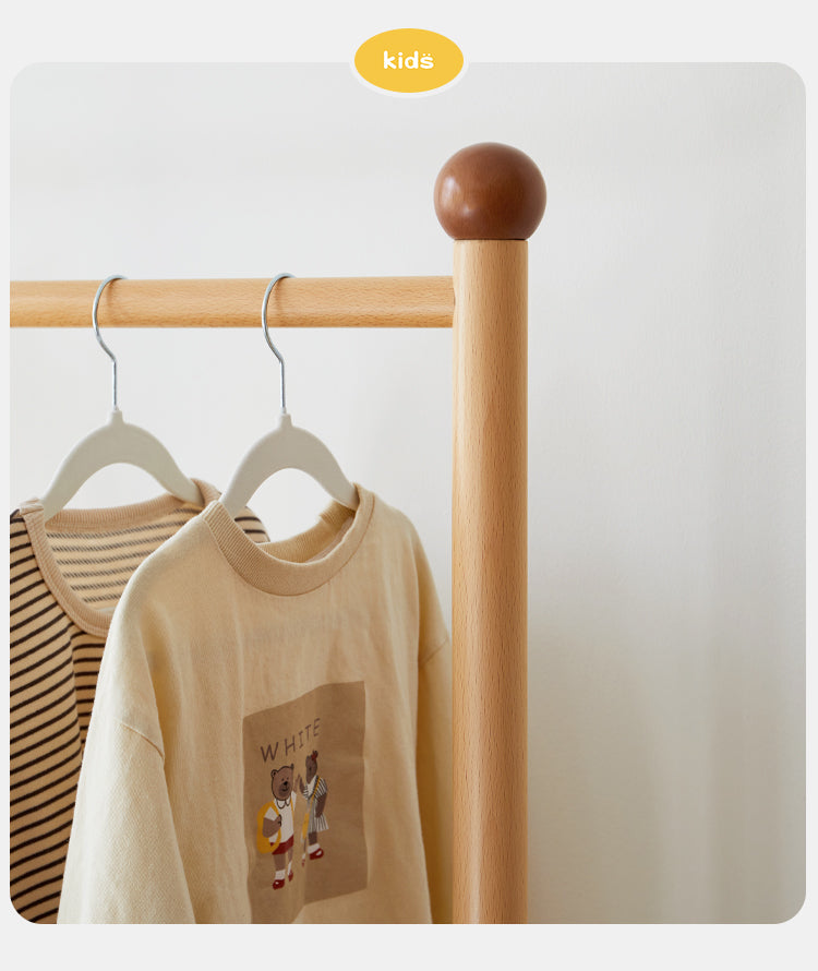 Beech, Oak Solid Wood Coat Rack for Children's Bedroom Clothes Hanger