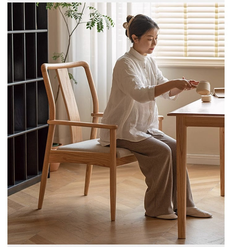 Ash, Oak Solid Wood Backrest Soft Chair