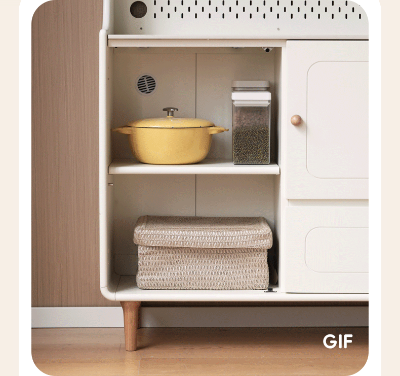 Solid RubberWood,Tulipwood Solid Wood Rock Board Cream Style Dining Sideboard