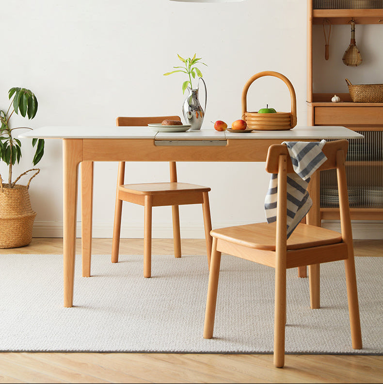 Beech Solid Wood Rock Plate Folding Dining Table