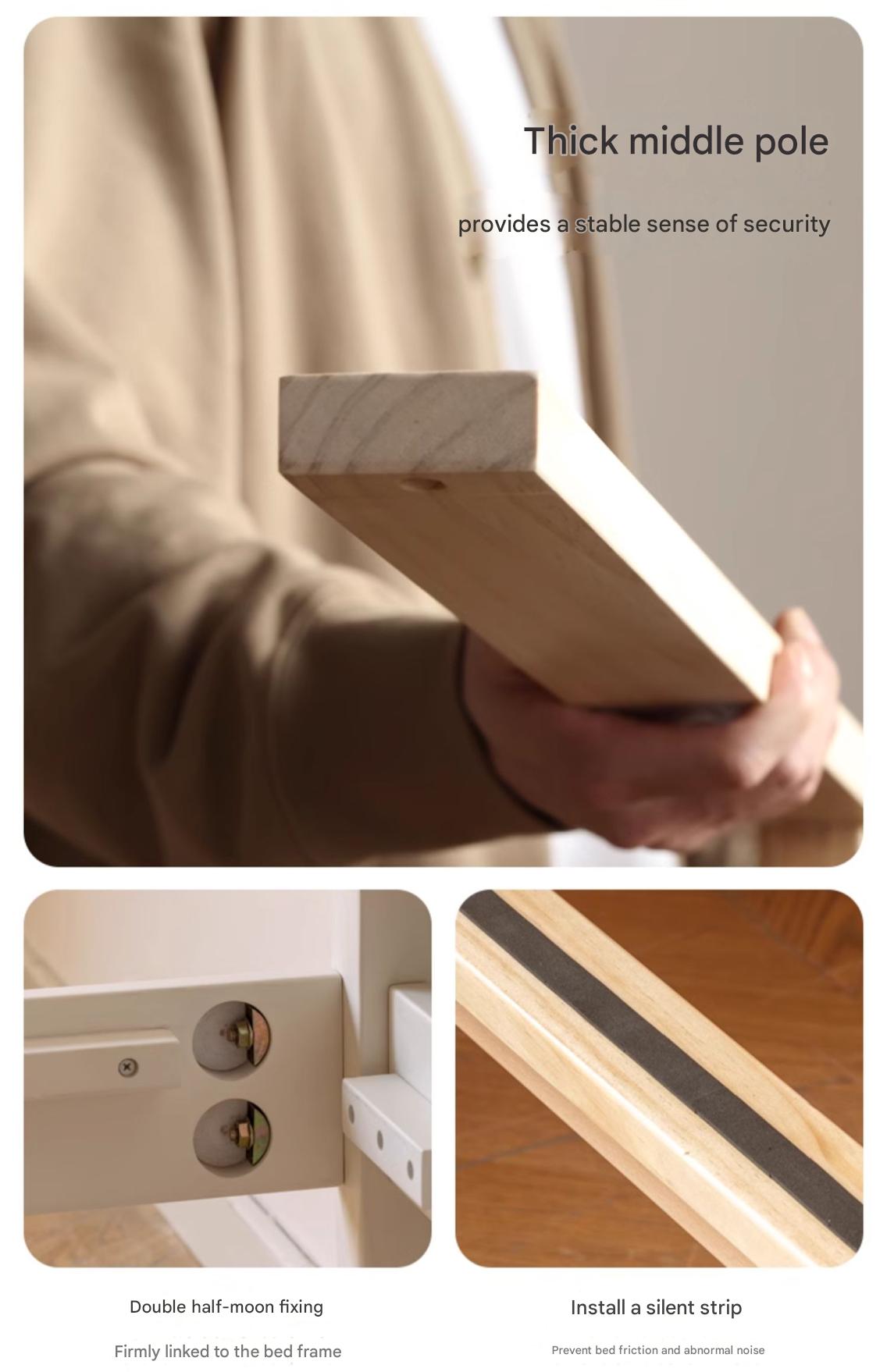 Rubber Wood Children's Bed American Cream Style.