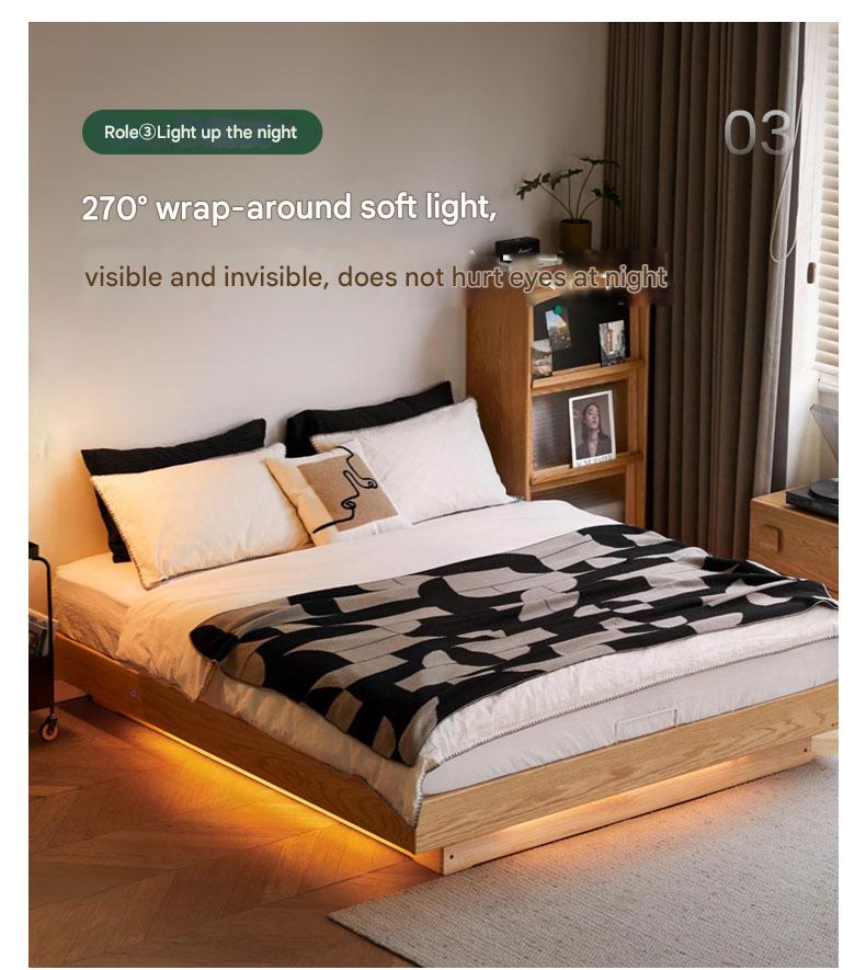 Oak solid wood platform bed, headboard-free bed suspension bed.