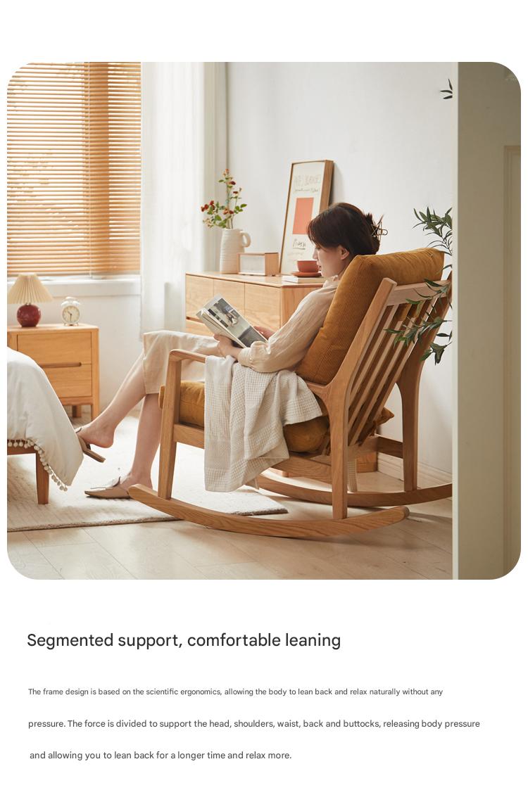 Oak Solid Wood Single Lazy Rocking Sofa Chair