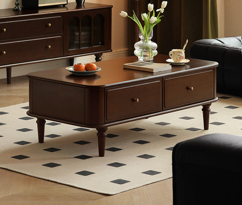 Poplar Solid Wood American Rectangular Coffee Table