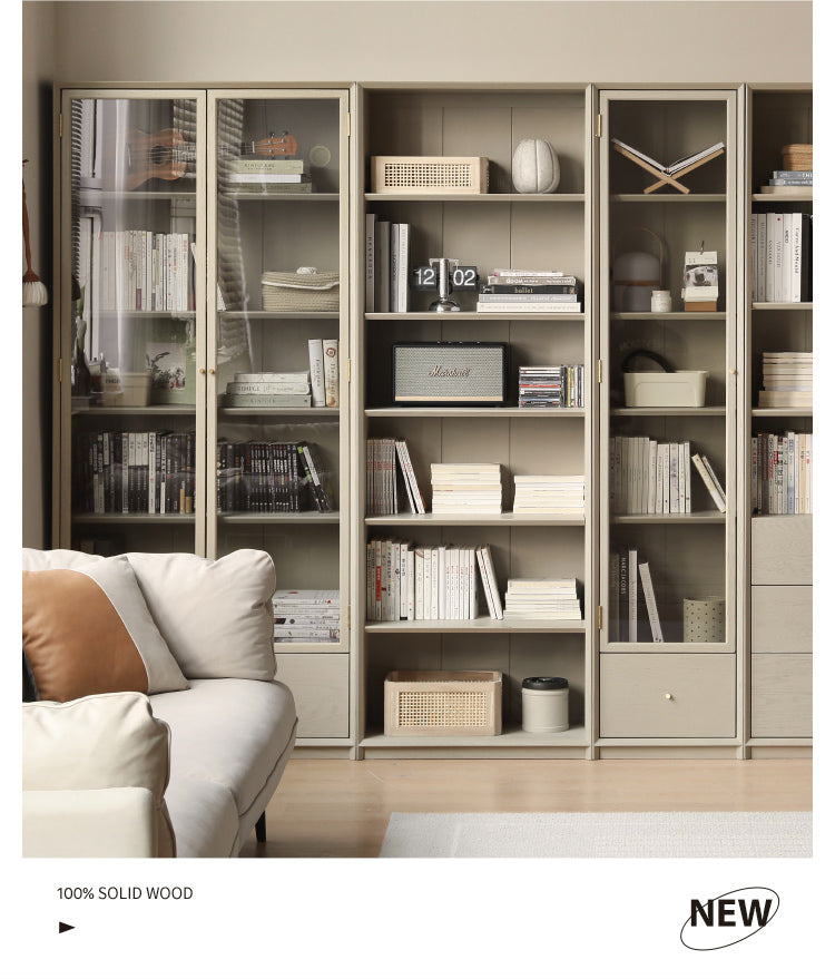 Oak Solid Wood Combination Bookcase Light Luxury, Floor-To-Ceiling Bookshelf