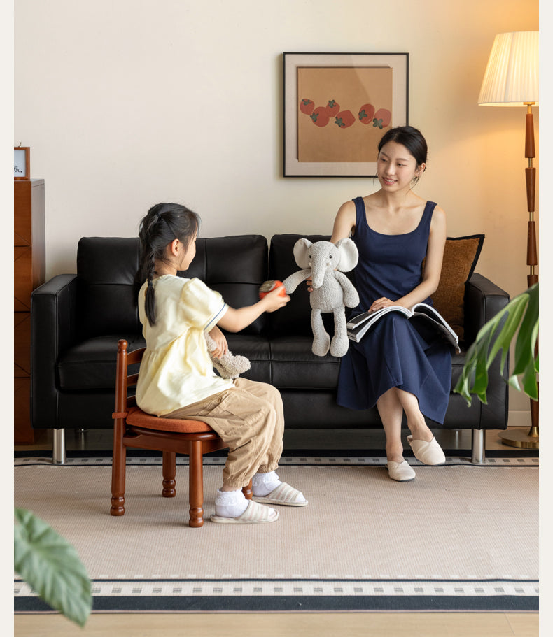 Beech Solid Wood Backrest Chair Medieval Style Kids Soft Padded Chair