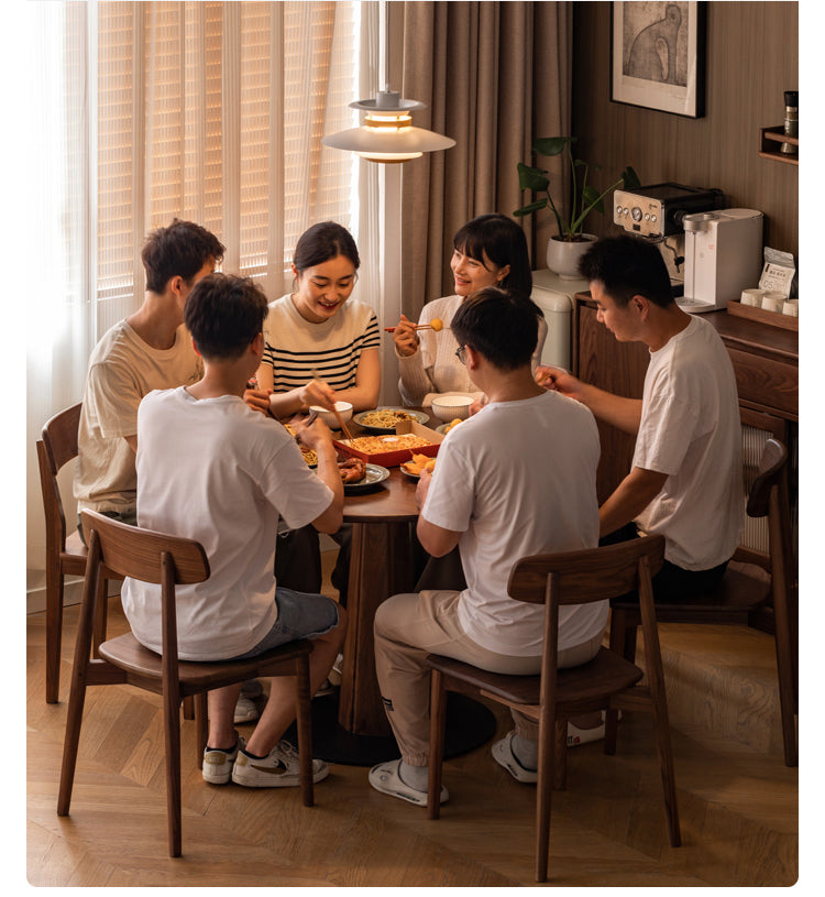 Sandalwood, Black Walnut Solid Wood Round Dining Table