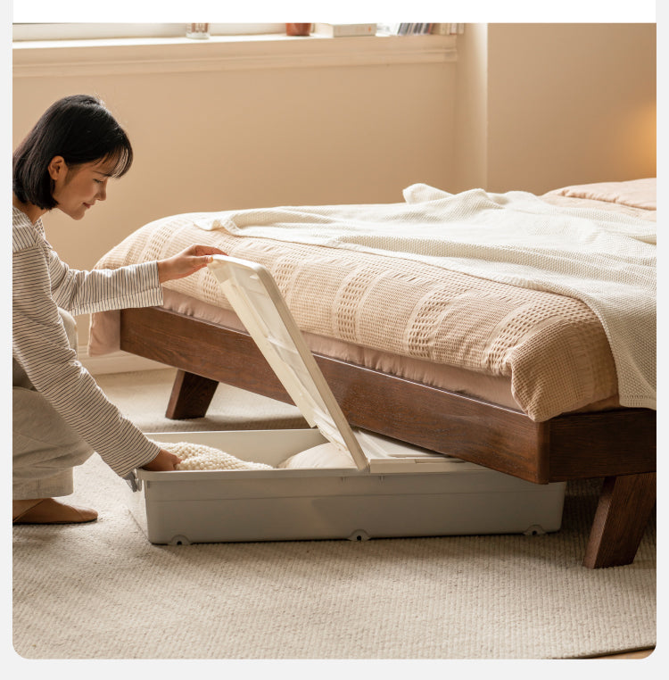 Oak Solid Wood with Fabric Upholstery Bed