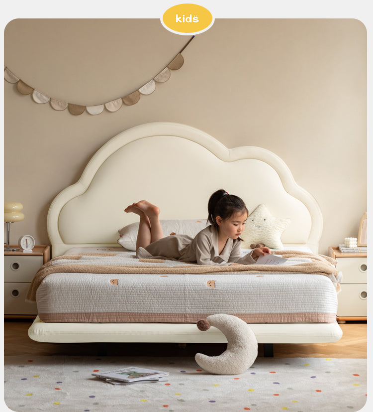 Сream style Organic Leather kid's Cloud Bed, suspended bed<