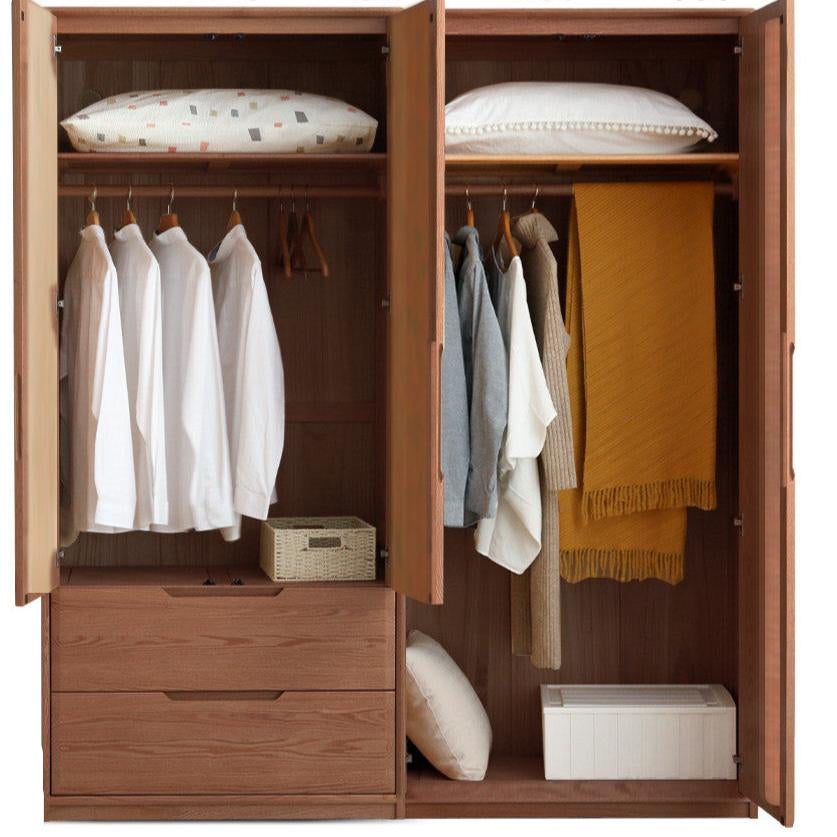 Ash Solid Wood Modular Wardrobe Closet System with Vertical Groove Pulls