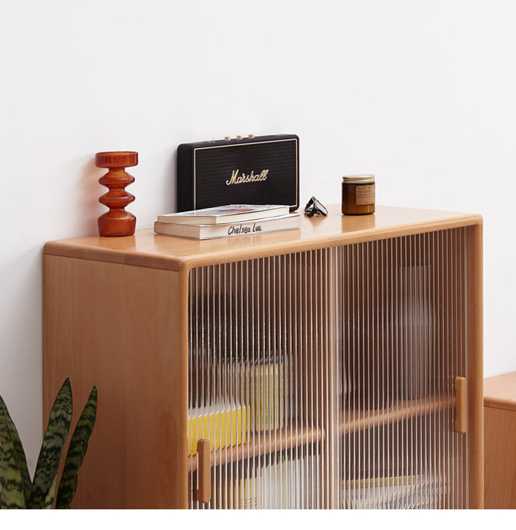 Beech Solid Wood Sliding Door Side Cabinet