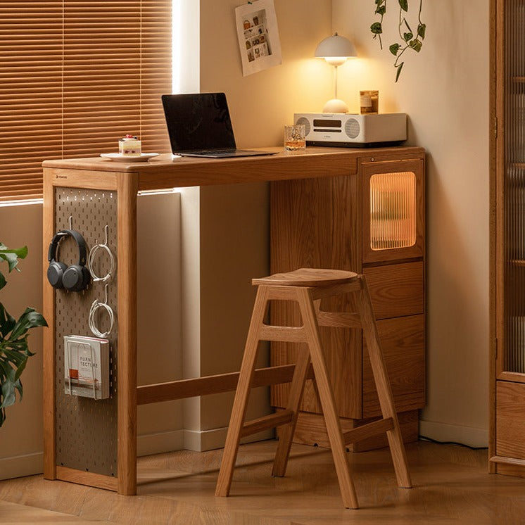 Oak Solid Wood Bar Cabinet Partition Cabinet High Foot Table