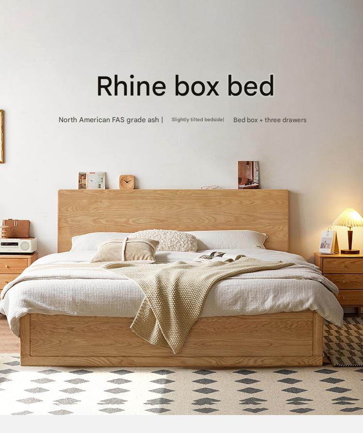 Ash, Oak, Black Walnut Solid Wood Box Bed Modern