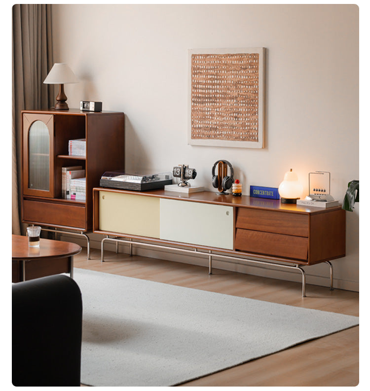Poplar Solid Wood Large Capacity Floor TV Cabinet