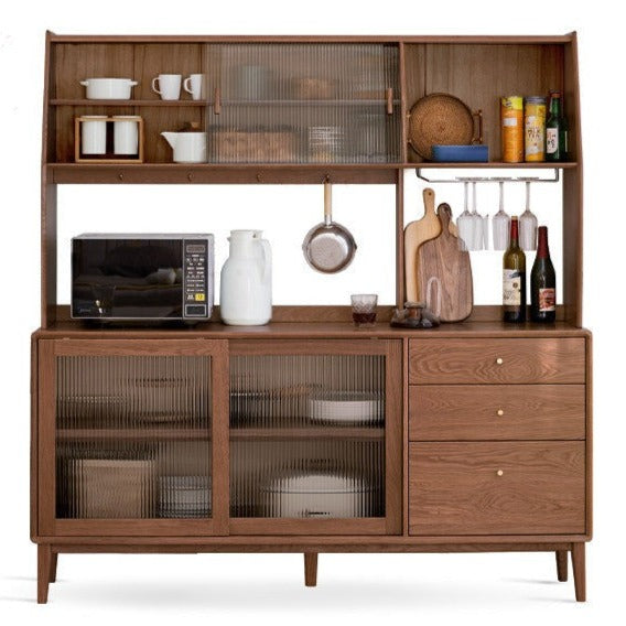 Solid Rubberwood, Oak Solid Wood Sideboard, Buffet Cabinet
