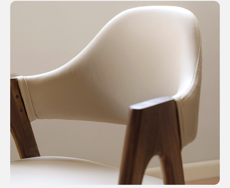 Black Walnut, Oak Solid Wood, Solid RubberWood Organic Leather, fabric Armchair 4 pcs