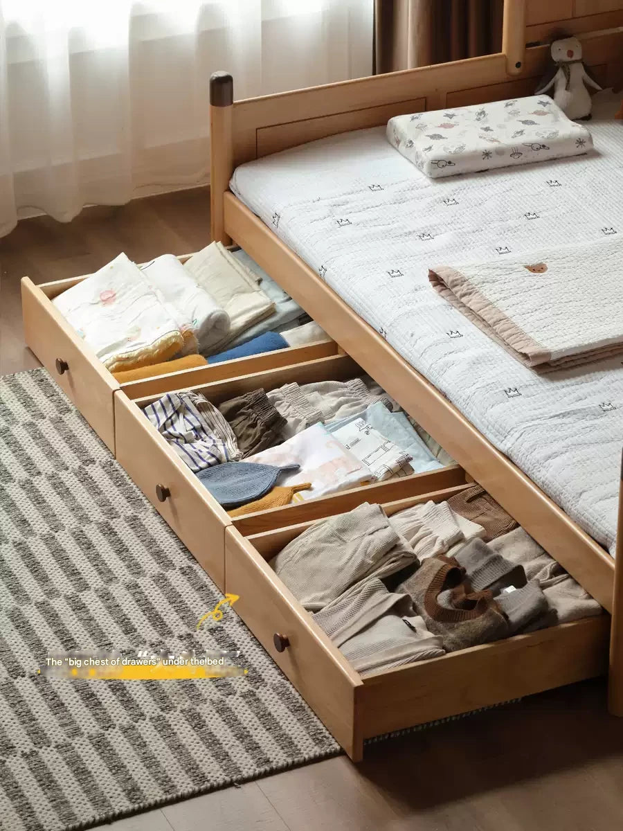 Oak solid wood Multi-function bed with storage