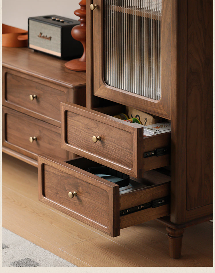 Black Walnut Solid Wood American Retro Locker Side Cabinet.