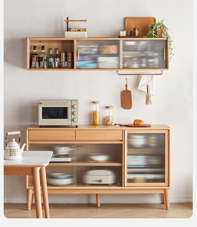 Oak Solid Wood, Solid Rubberwood Wall-Mounted Sideboard Cabinet Locker