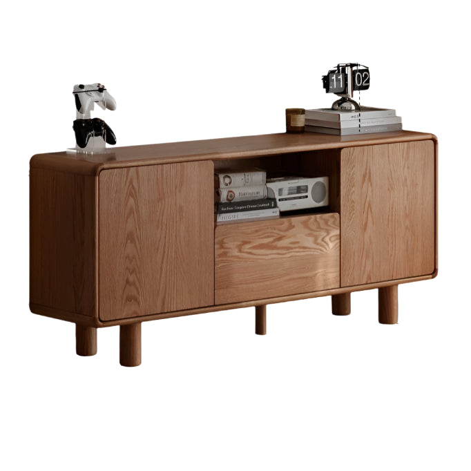 Oak Solid Wood Tall TV Cabinet.