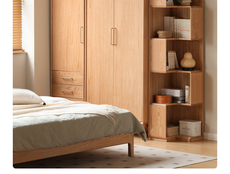 Oak Solid Wood Corner Bookcase