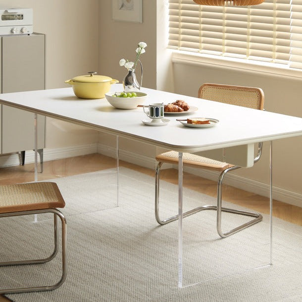 Solid Rubberwood Suspended Dining Table With Slate Top