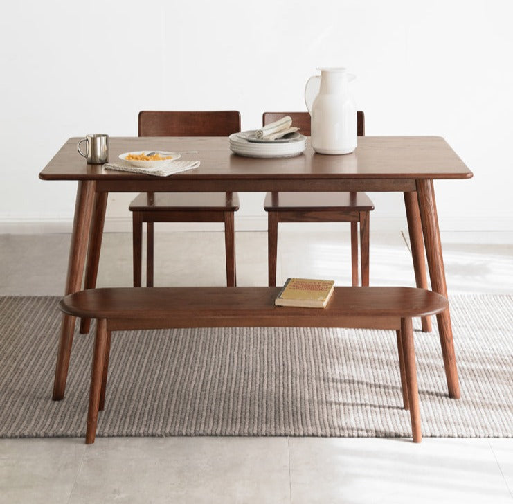 Oak solid wood Walnut color dining table"