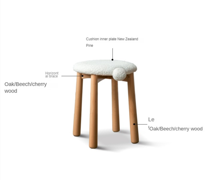 Black Walnut, Oak, Cherry, Beech, Sandalwood Solid Wood Makeup Stool