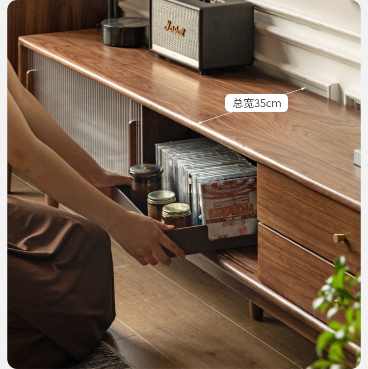 Black Walnut, Rubber, South American walnut Solid Wood Modern TV Cabinet.