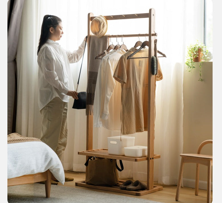 Oak Solid Wood Clothes Rack Hanger