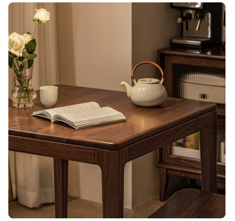 Black Walnut, Oak Solid Wood Square Rock Board Dining Table