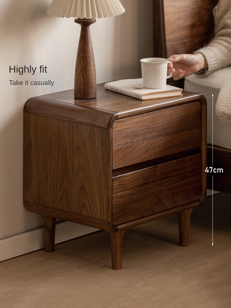 Black Walnut, Catalpa, Sandalwood Solid Wood Minimalist Nightstand