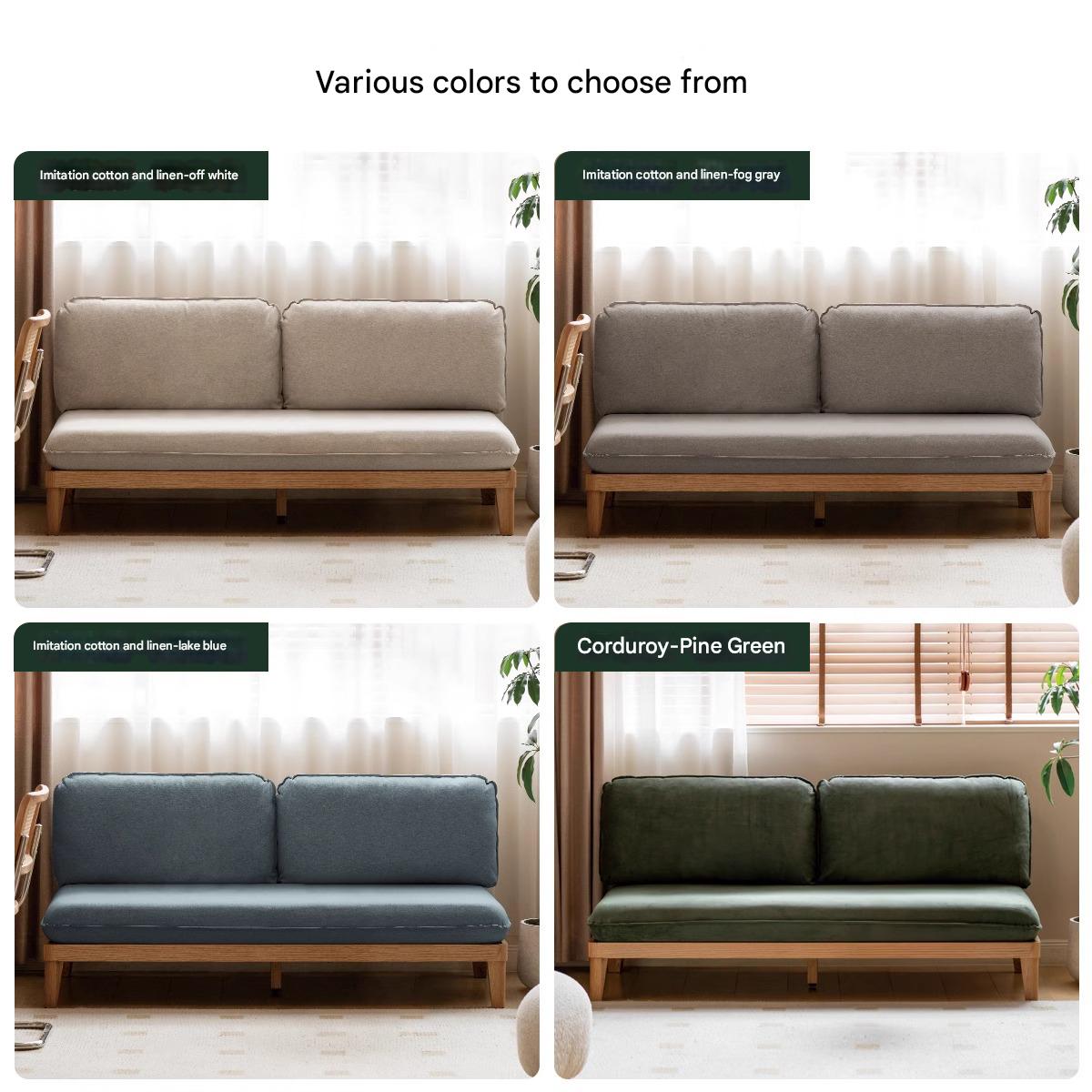 Oak Solid wood Armless Straight Fabric Sofa.