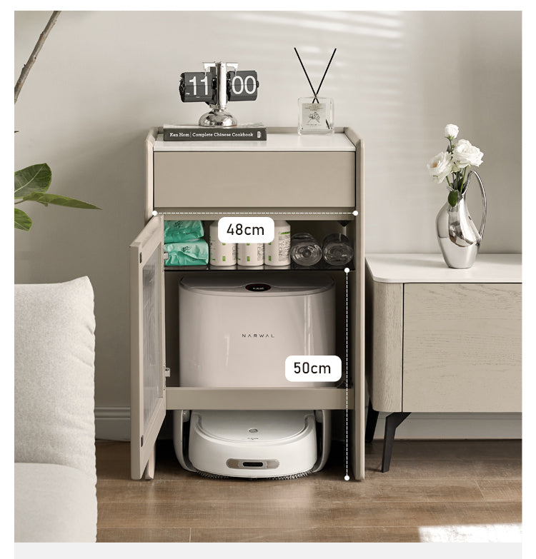 Ash solid wood side cabinet rock slab side cabinet robot storage cabinet"